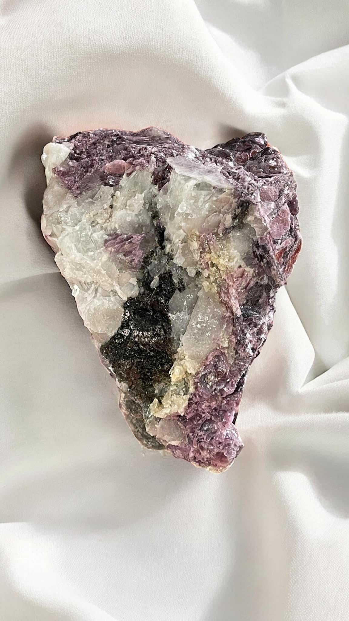 Tourmaline & Lepidolite Natural Crystal Formations (1pc)
